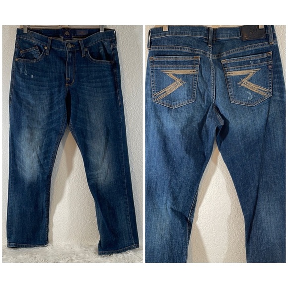 ROCK & REPUBLIC STRAIGHT FIT DISTRESSED BLUE DENIM JEANS SIZE 34x30 - Picture 1 of 10